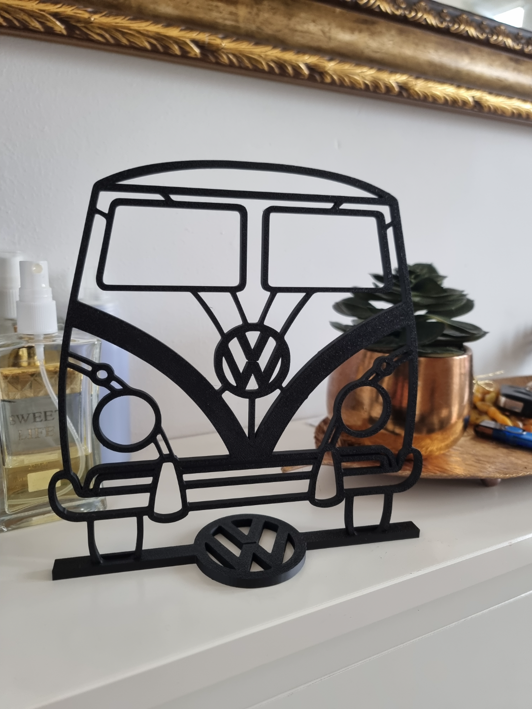 VW Camper Hippie Van Wall Art with Stand